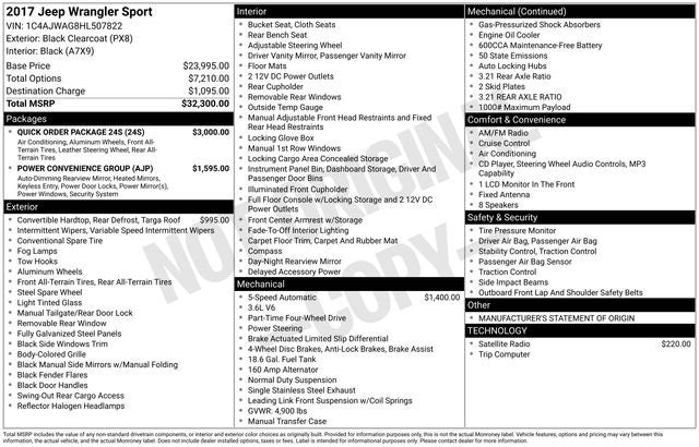 2017 Jeep Wrangler Sport