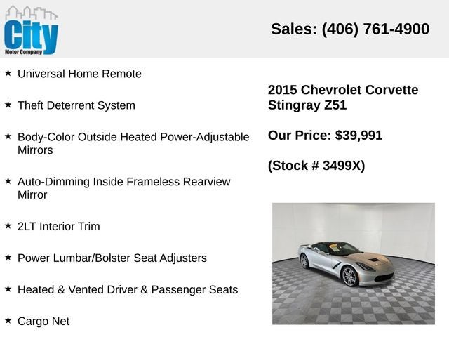 2015 Chevrolet Corvette Stingray Z51 2LT