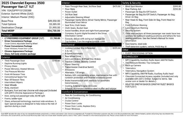 2025 Chevrolet Express 3500 LT Passenger