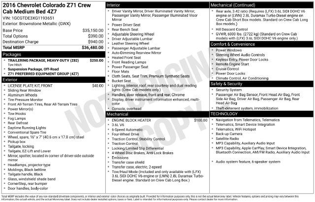 2016 Chevrolet Colorado Z71