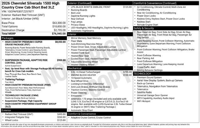 2026 Chevrolet Silverado 1500 High Country