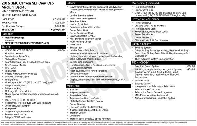 2016 GMC Canyon SLT