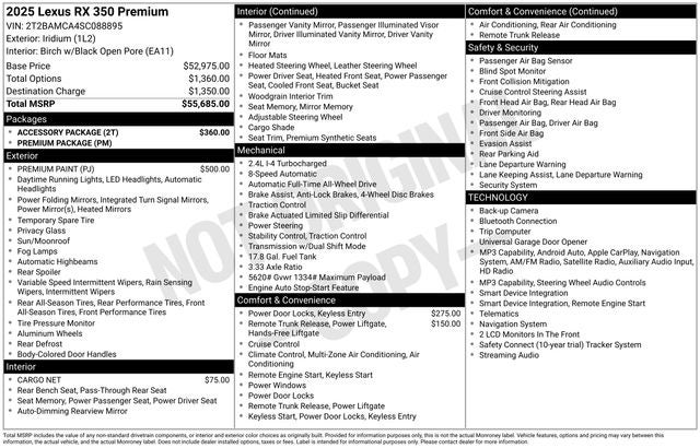 2025 Lexus RX 350 Premium