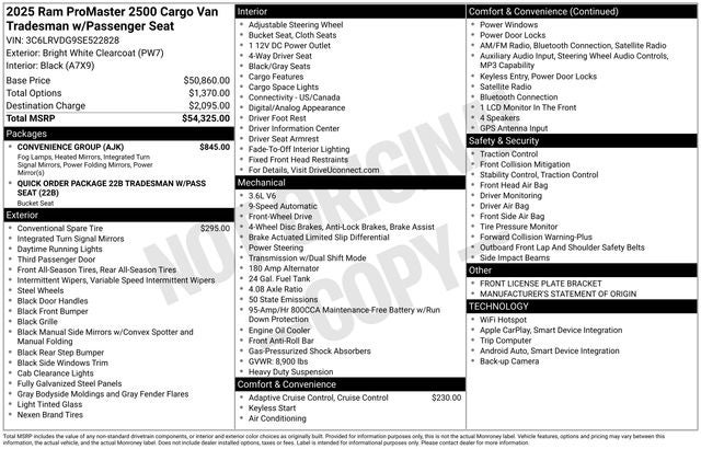2025 RAM ProMaster 2500 High Roof
