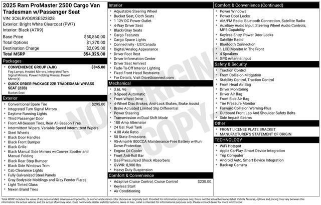 2025 RAM ProMaster 2500 High Roof