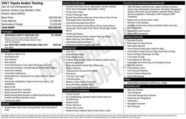 2021 Toyota Avalon Touring