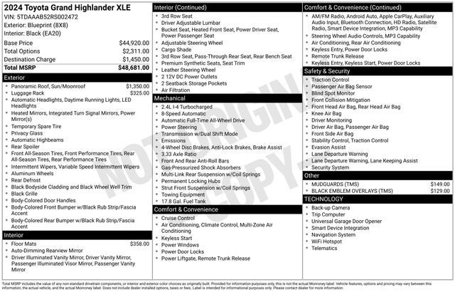 2024 Toyota Grand Highlander XLE