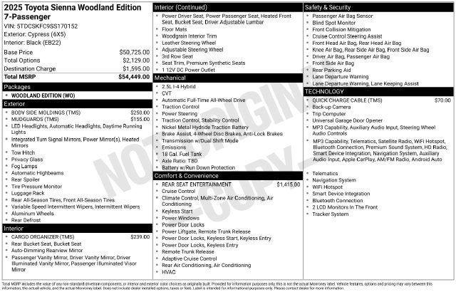 2025 Toyota Sienna Woodland Edition