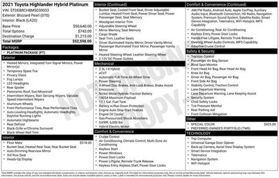 2021 Toyota Highlander Hybrid Platinum