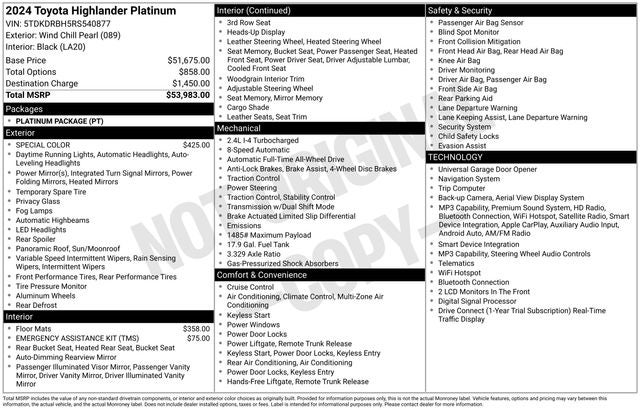 2024 Toyota Highlander Platinum