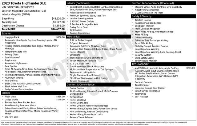 2023 Toyota Highlander XLE