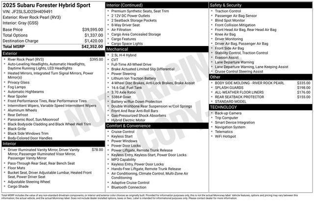 2025 Subaru Forester Hybrid Sport