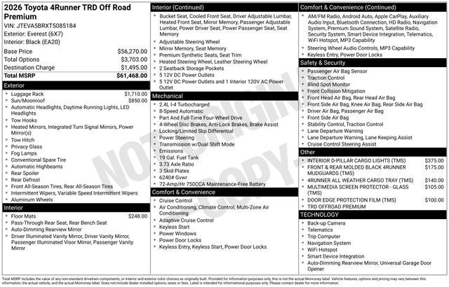 2026 Toyota 4Runner TRD Off-Road Premium